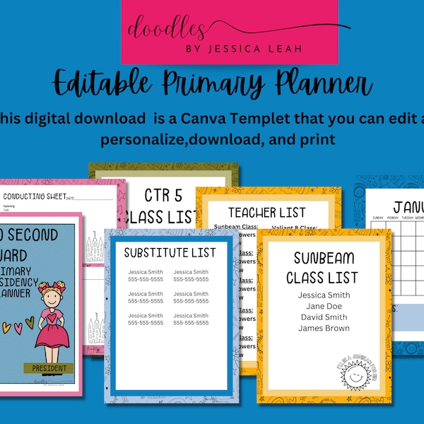 Editable and Customizable Primary Planner, LDS Primary, Primary Binder Cover, Printable, Canva Templet