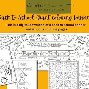 Back to School Poster- Back to School Sign- Printable Coloring Banner- Giant Coloring Banner-Coloring Page-  Back to School Banner