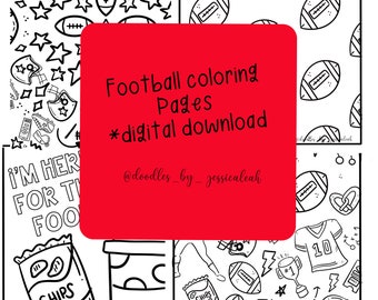 4 Football Coloring Pages- Super bowl Coloring Pages- Football Party Activity- Super Bowl Party Coloring Page