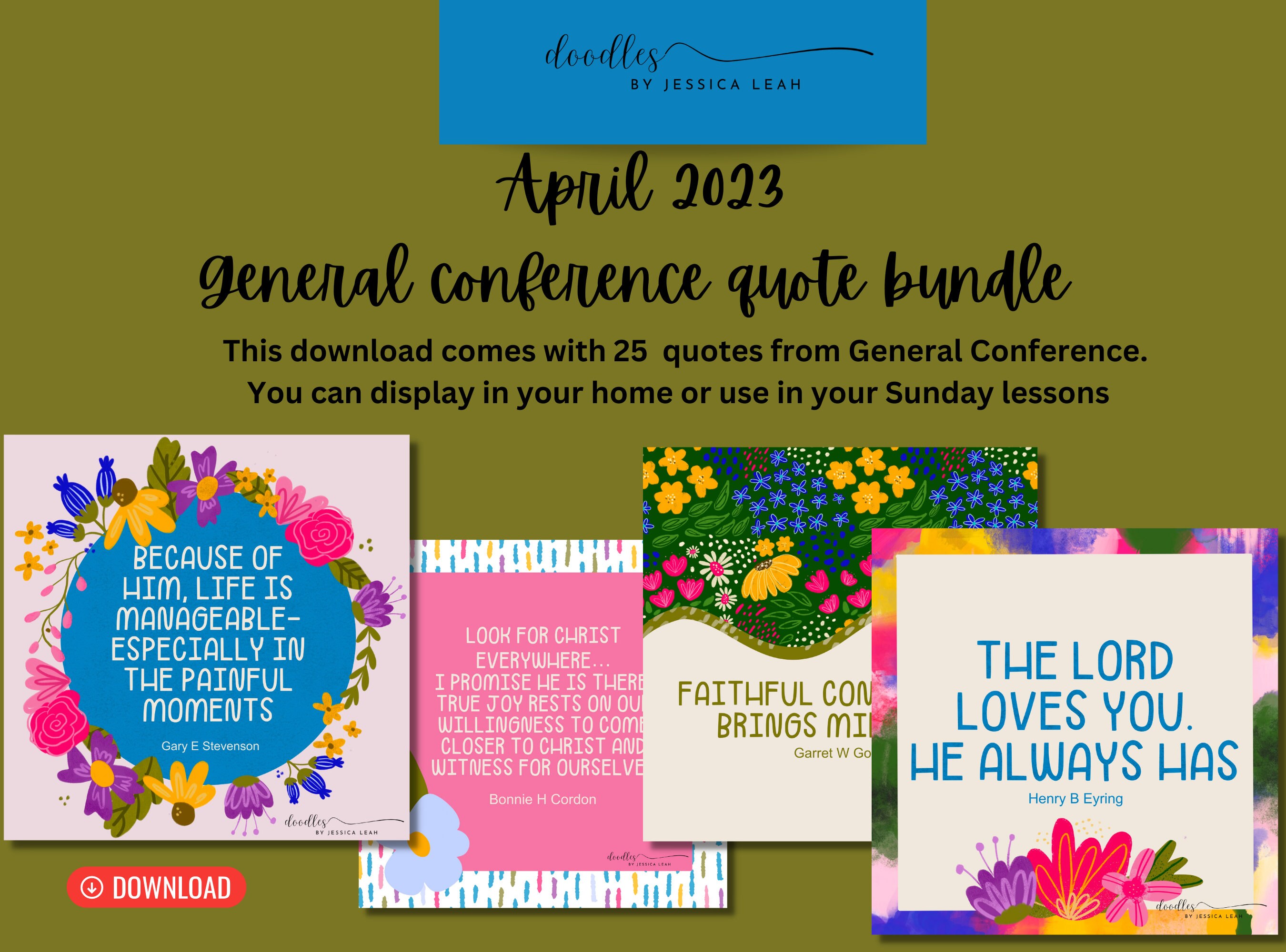 April 2023 General Conference Quote and Lesson Handout Bundle Etsy