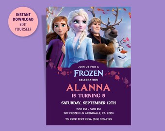 Ice Princess Birthday Invitation - Edit Yourself - DIGITAL INSTANT DOWNLOAD