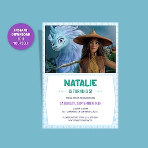 Warrior Princess Birthday Invitation - Edit Yourself - DIGITAL INSTANT DOWNLOAD