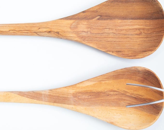 Salad Servers | Wooden Spoons | African Spoon | Tribal scooper | Zebra Design | Olive wood | Porcupine Pattern