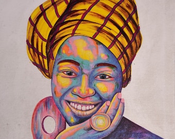 African Woman Canvas Print: Colorful Wall Art, Home Decor