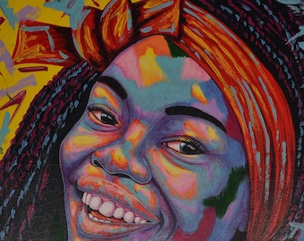 African Woman Canvas Print: Colorful Portrait Wall Art