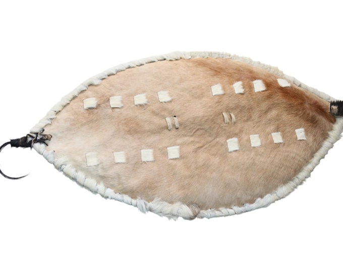 Zulu/Nguni Style Shield | Natural Fawn Hair-on-Hide Wall Art | Authentic Cowhide Tribal Decor