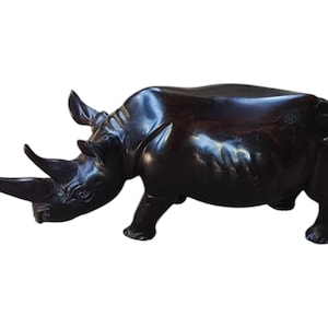 On sale  Rhino Hand-Carved Handcrafted Rhino Wood Carving by African Artisans  Rhino sculpture | Powerful Home Decor  | African art