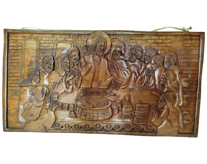 A Hand-Carved Ebony Wood Last Supper Wall Art - Religious Home Decor - Religious Office Decor- Unique Home decor