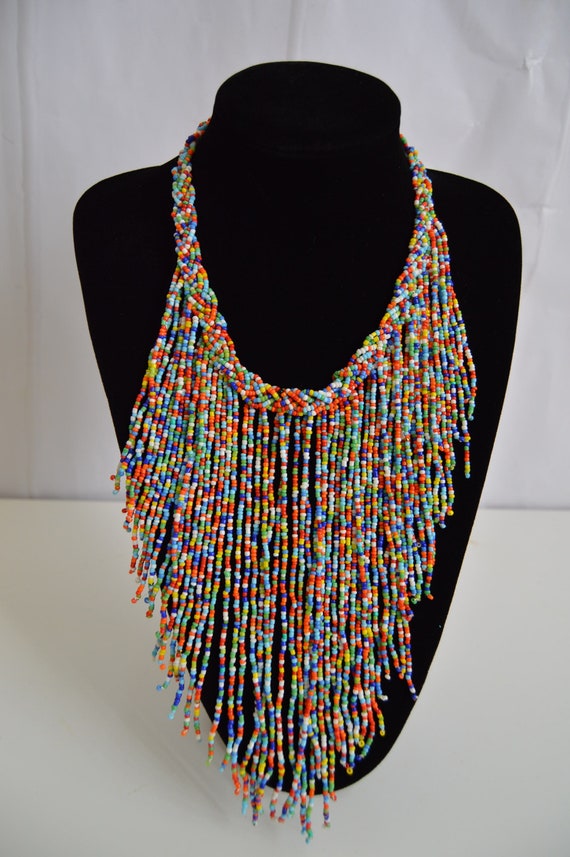 Handmade African Statement Necklace – Vibrant Ankara Kente Print Jewelry Gift - View #4