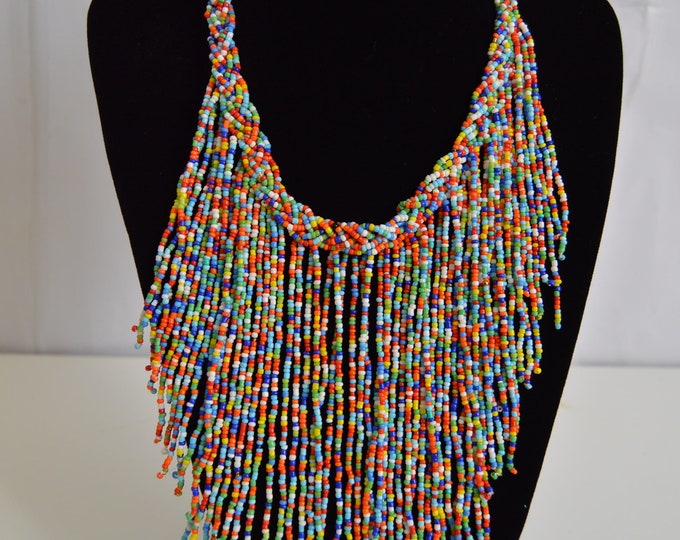Beaded Red Yellow African Necklace | Maasai Traditional | Gift for Her