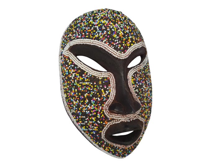 On Sale Striking Red, White & Black West African Mask - Bold Wall Decor Tribal Art Wall Decor or Collection cultural Wall Hanging Ceremonial