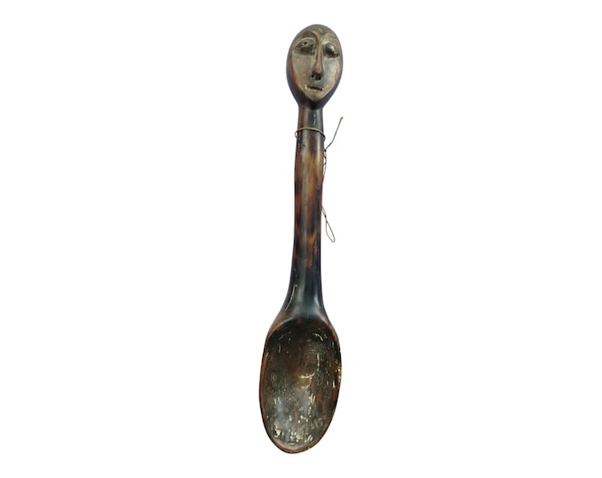 ON SALE!!Antique Lega Tribal Spoon with Carved Anthropomorphic Head home decor