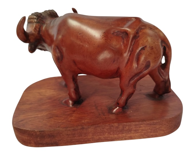 Hand-Carved Wooden Buffalo Sculpture - Majestic Animal Art Decor|Traditional Decor|home Decor