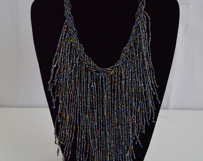 Beaded Multicolored Gold African Necklace | Maasai Traditional | Gift for Her