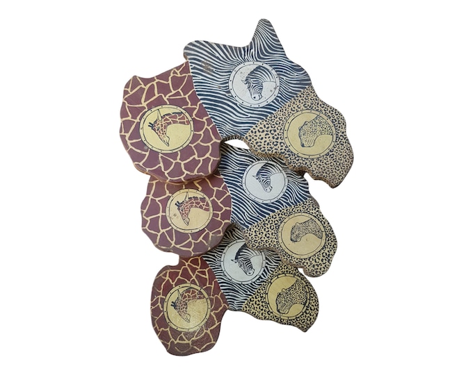 On sale  Handcrafted African Stools (Set of 3) Africa shaped animal pictures Unique Seating & Home Decor| African art
