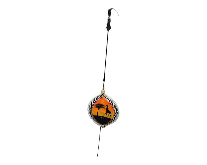 A Hand Painted Masai Shield & Spear Tribal Art Wall Decor Kenya Black Red White Geometric Decor
