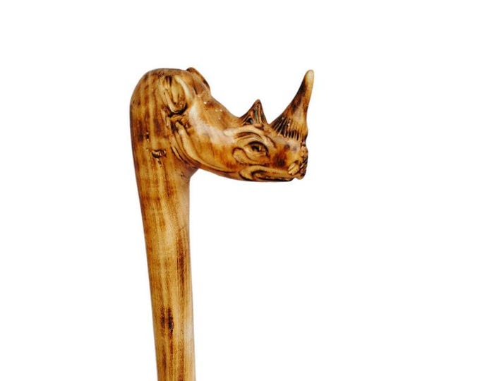 On Sale: African Powerful Rhino Walking Stick (African Wildlife Art) Walking Cane | Status Stick | Pointing Stick | Maasai Stick