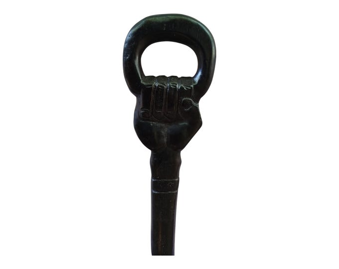 Hand Carved Ebony Walking Stick Human Hand Design African Gentleman Cane Unique Statement Art Collectible Men Gift Twisted Shaft Powerful
