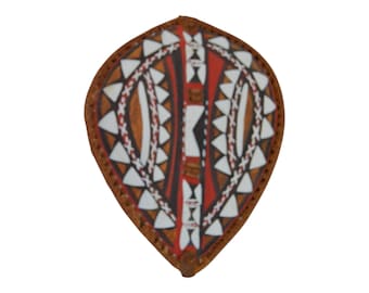 On sale African Traditional native Maasai Shield Handpainted Leather Handmade Africa Wall Decoration Ornamental Red Brown Gift