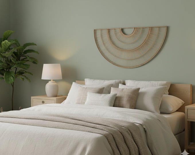 Handwoven Rattan Half-Circle Headboard/Wall Decor