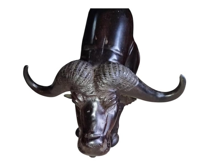 Handcrafted African Buffalo Sculpture Majestic Wooden Art Decorative Bull Wildlife Home Decor Traditional Carved Animal Figurine