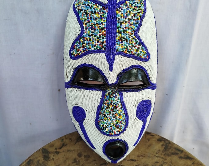 ON SALE!! Vibrantly Beaded African Butterfly Mask: Unique Cultural Decor Piece Wall Hanging Ceremonial