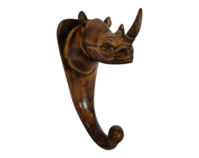 On sale!Carved Wooden Rhino Head Wall Hook / Decor - African Wildlife Art |Traditional Decor|home decor