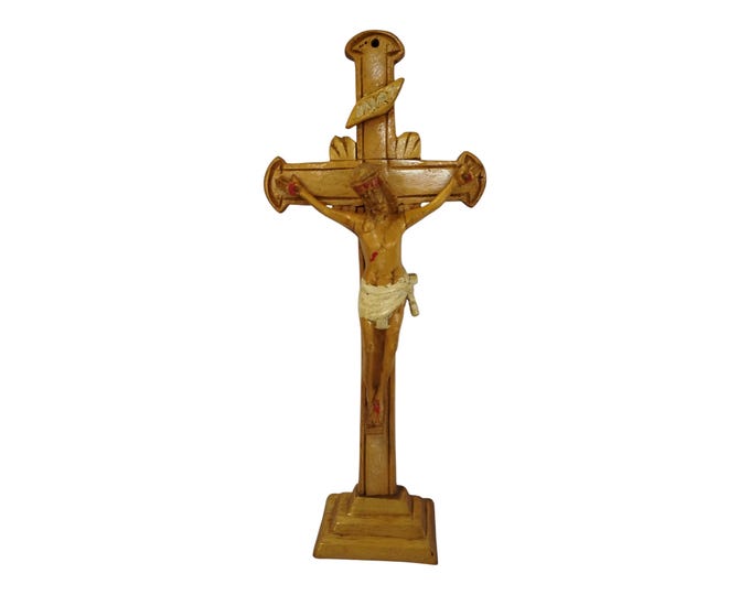 ON SALE!! Hand-Carved Jacaranda Wood Crucifix with Jesus Figure - Spiritual Art - Religious Office Decor- Unique Home decor