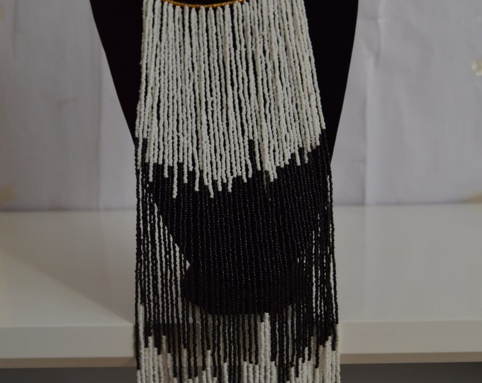 Beaded Black White African Necklace | Maasai Traditional | Gift for Her |