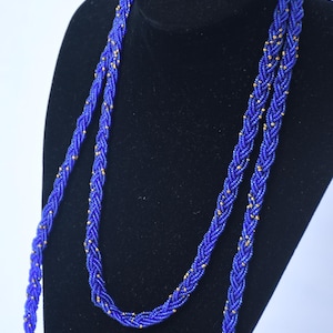 On sale  Vibrant Blue Beaded Necklace with Golden Accents African Necklace | Maasai Traditional | Gift for Her
