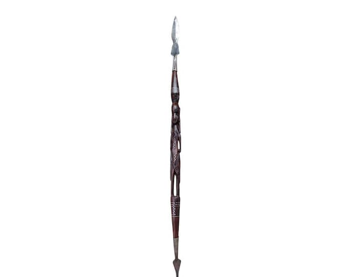 On Sale Authentic Maasai Royal Spear—Hand Carved African Wood Iron Spear, Easy to Dismantle Easy carry Forged in Africa by Expert Craftsmen
