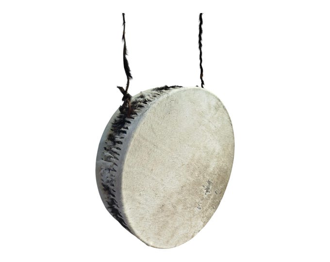 A Plain Cowhide Kenyan Mini Drum African Souvenir Natural Hide Tribal Art Decor Gift Collectible Handmade Display