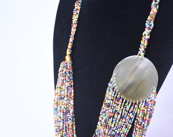 On SALE African Multicolored Beaded Multicolored Necklace| Bead Scarf | Maasai Necklace | Stylish | Gift Her | Masai Mara