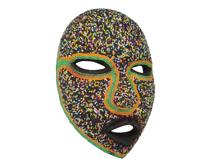 On Sale vibrant West African Mask - Red, Orange, Green & Black (Wood) Tribal Art Wall Decor or Collection cultural Wall Hanging Ceremonial