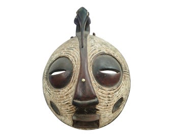 ON SALE!!Authentic Lulua Tribal Mask with Geometric Scarification and Painted Details Wall Decor Display Wall Hanging Ceremonial