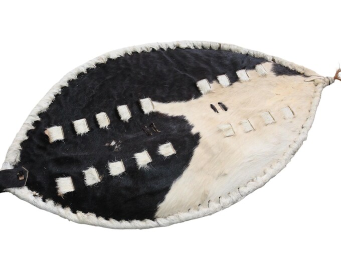 Zulu/Nguni Style Shield | Natural Wall Art | Half/Half Cowhide Tribal Decor | High Contrast