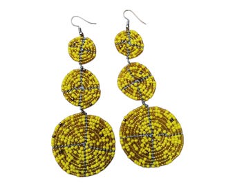 ON SALE Yellow gold Maasai Earrings | Tribal Earrings | Masai Earrings | Maasai Mara Earrings | Maasai beads