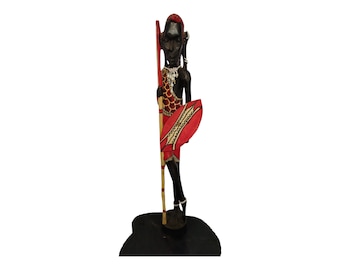 A Maasai Warrior Wood Carving: Handmade Tribal Art Figurine home decor
