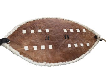 Brown Zulu Style Shield | Natural Cowhide Wall Art | White Markings Tribal Decor | Rustic African