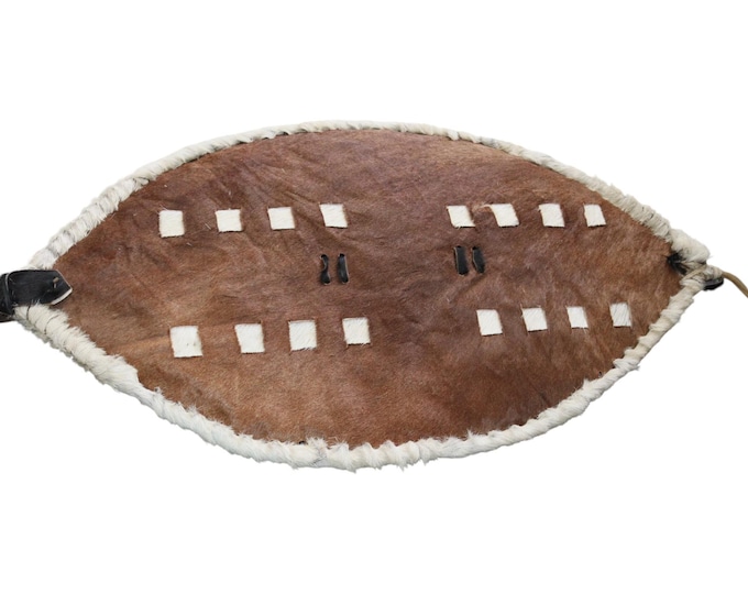 Brown Zulu Style Shield | Natural Cowhide Wall Art | White Markings Tribal Decor | Rustic African