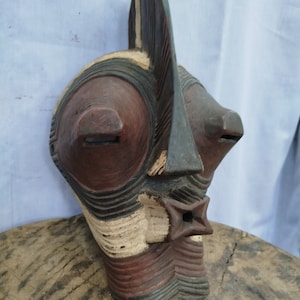 Striking Antique Ngwaka Mask - Hand-Carved Wood, DRC (Democratic Republic of Congo) Art gift wood Wall Hanging Home Decor