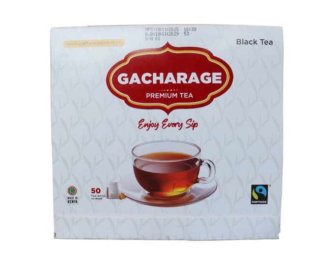Gacharage Premium Kenyan Black Tea, 50 Fairtrade Tea Bags, Authentic Rich African Tea, Pure Kenyan Harvest, Gourmet Tea Gift for Lovers