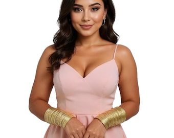 Wide Brass Cuff Bracelet: Stacked Wire Armband, Modern Minimalist Jewelry