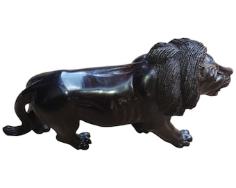 Handcrafted Ebony Lion Sculpture: African Home Decor