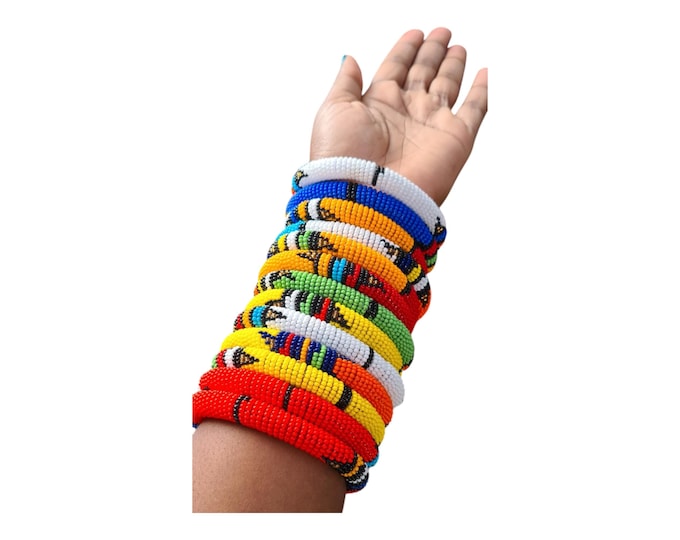 Wholesale Zulu African Bracelets 10 Pcs Set Colorful Handmade Seed Bead Bangles Stacking Tribal Jewelry Reseller Bulk Buy Gift For Her Wow