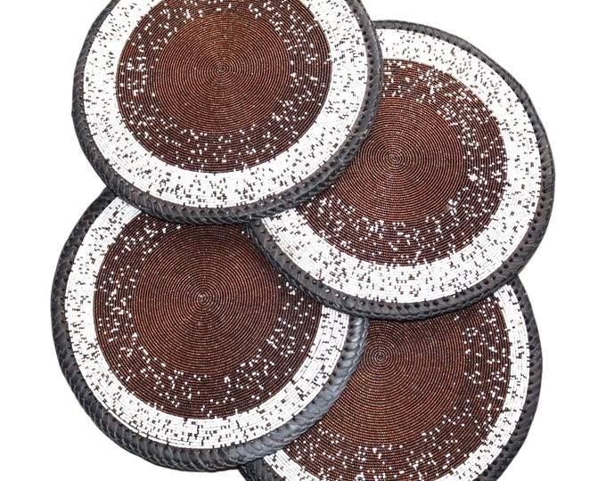 Hand-Beaded African Coasters: Maasai Inspired Table Decor, Set of 4