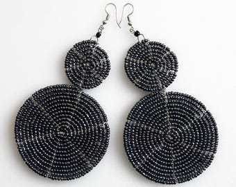 On SALE African Maasai Earrings | Beaded Earrings | Black Earrings | Gift for Her
