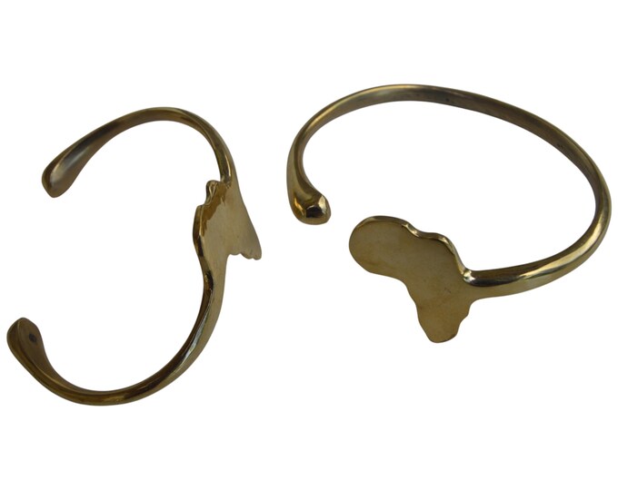 On sale  African Continent Brass Open Cuff Bangle Set - Handcrafted Tribal Jewelry