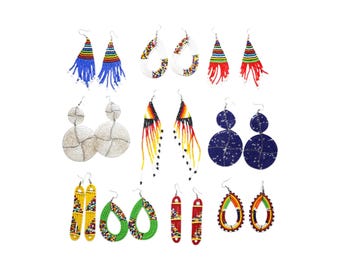 Maasai Beaded Earrings Set: Wholesale Ethnic African Jewelry, 10 Pairs