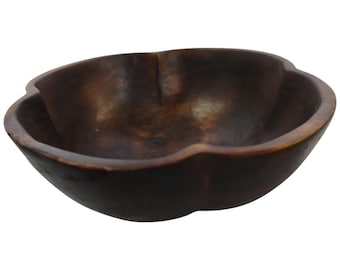 Hand-Carved Ebony Wood Soup Bowl: Rustic African Decor, 8-inch